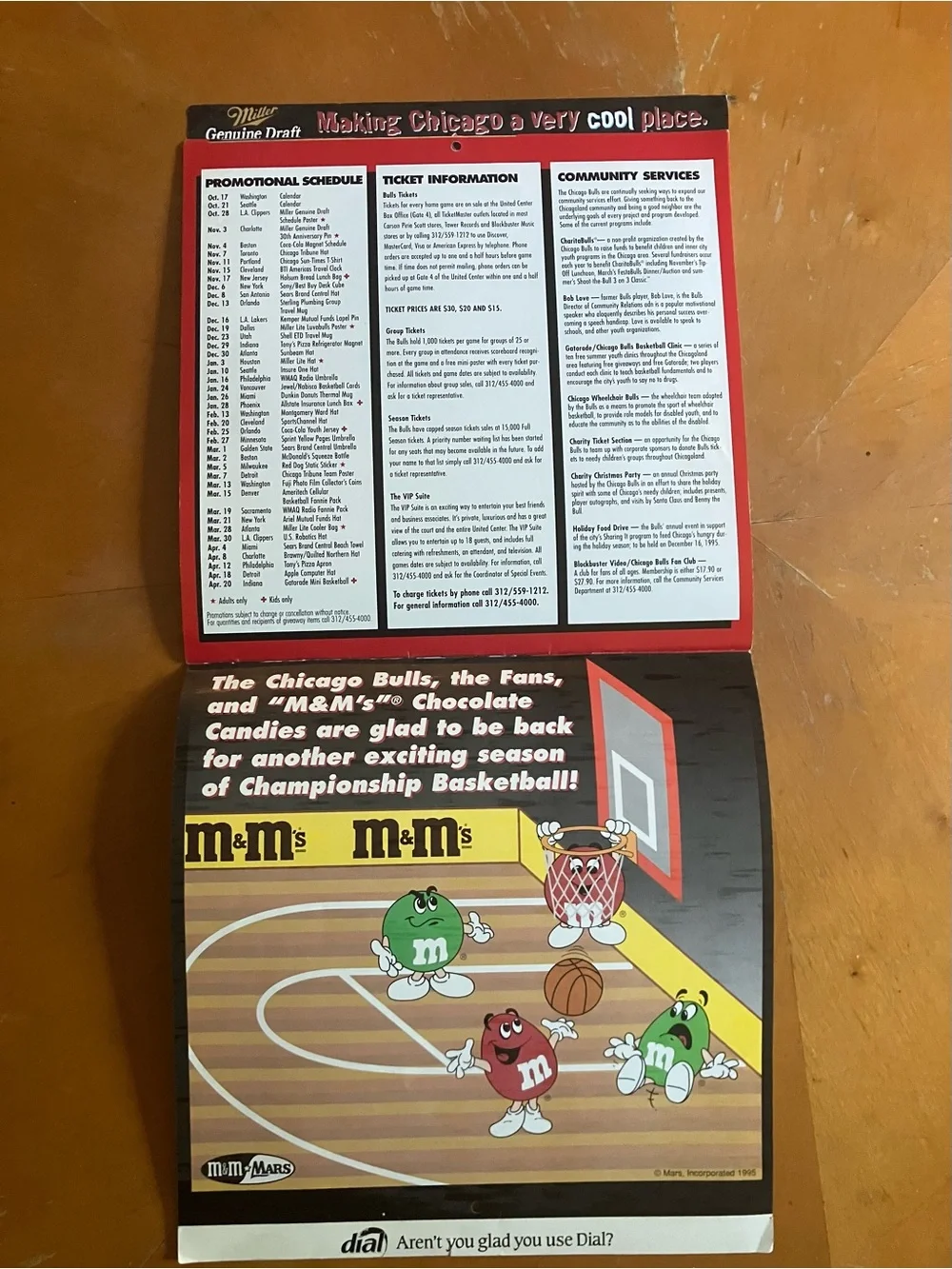 Vintage 1995-96 Chicago Bulls Wall Calendar Michael Jordan 72 Win